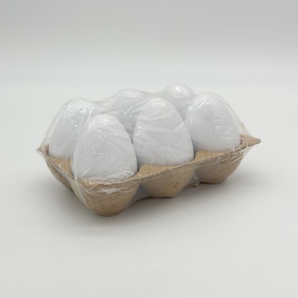 Target Bullseye Set of 6 White Wooden Eggs In Carton 2019 Easter Farmhouse - Picture 3 of 3